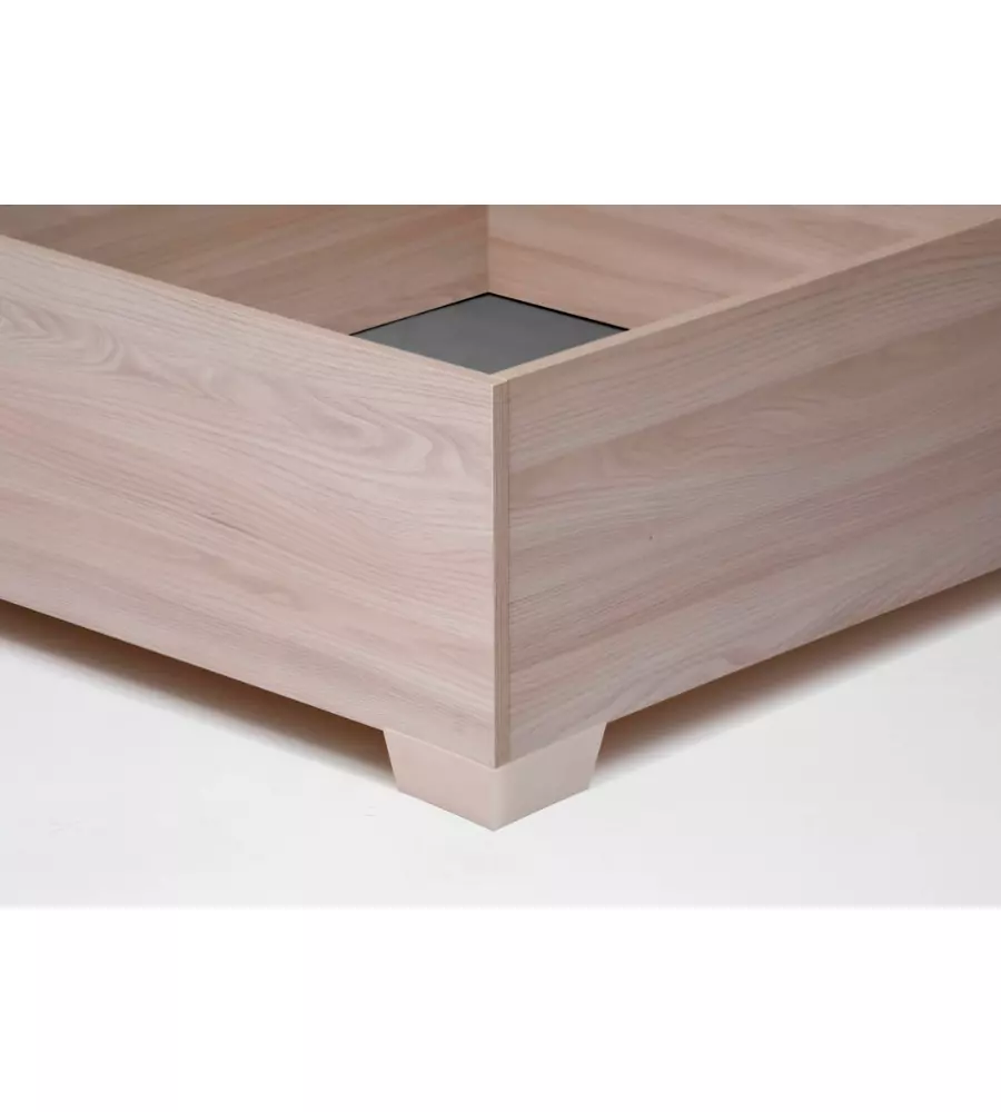 LETTO MATRIMONIALE CONTENITORE CON PIEDINI "HI BOX" OLMO NATURALE 160X190 CM